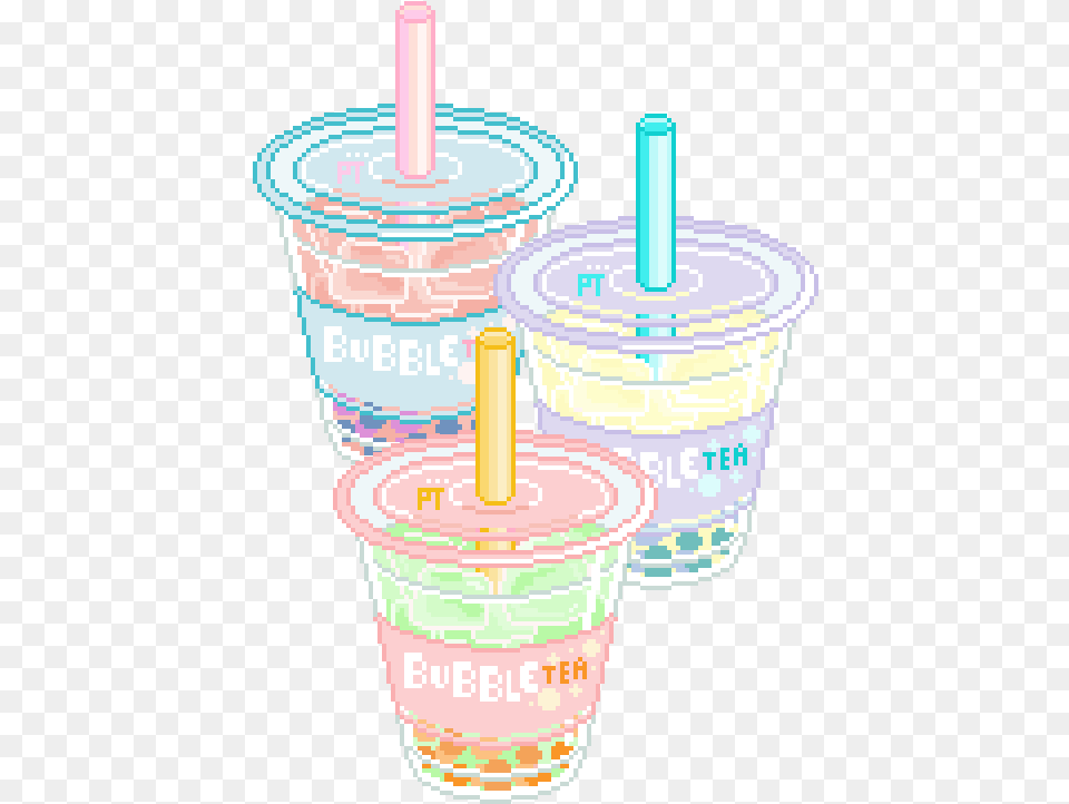 Pixel Art Pixel Boba Tea, Cream, Dessert, Food, Ice Cream Free Png Download