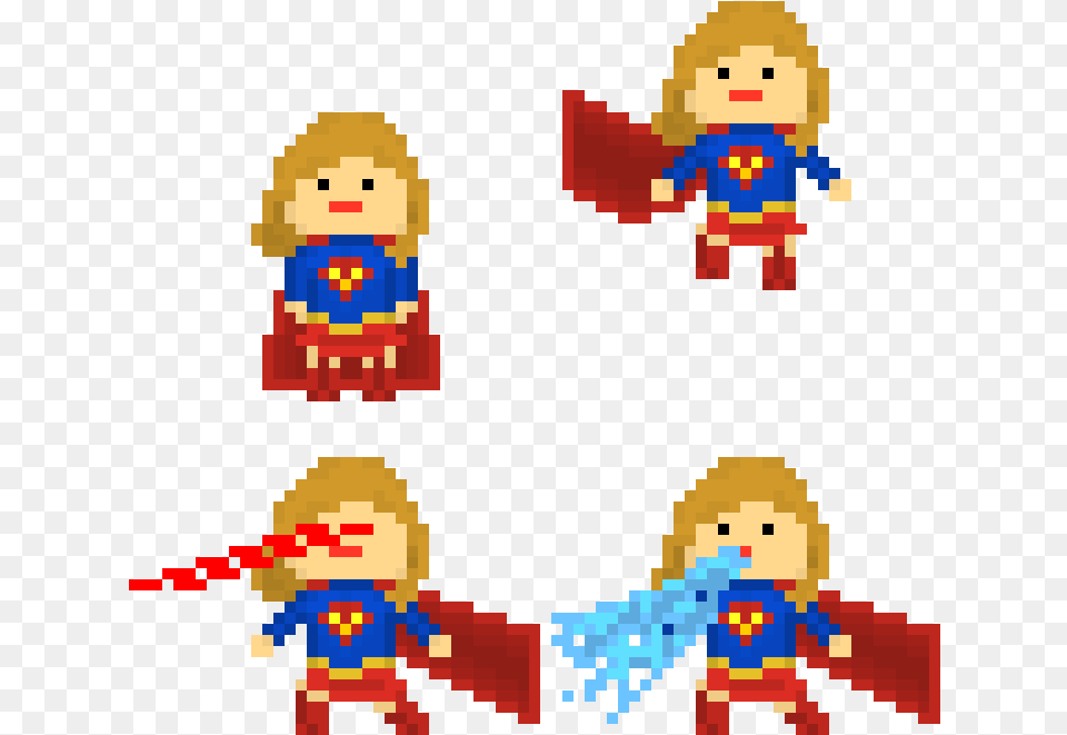 Pixel Art Super Girl, Person, Face, Head, Toy Png