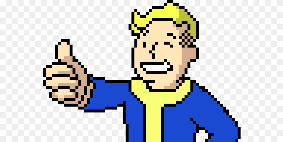 Pixel Art Vault Boy Image With No Gif Vault Boy Animated, Body Part, Finger, Hand, Person Free Png Download