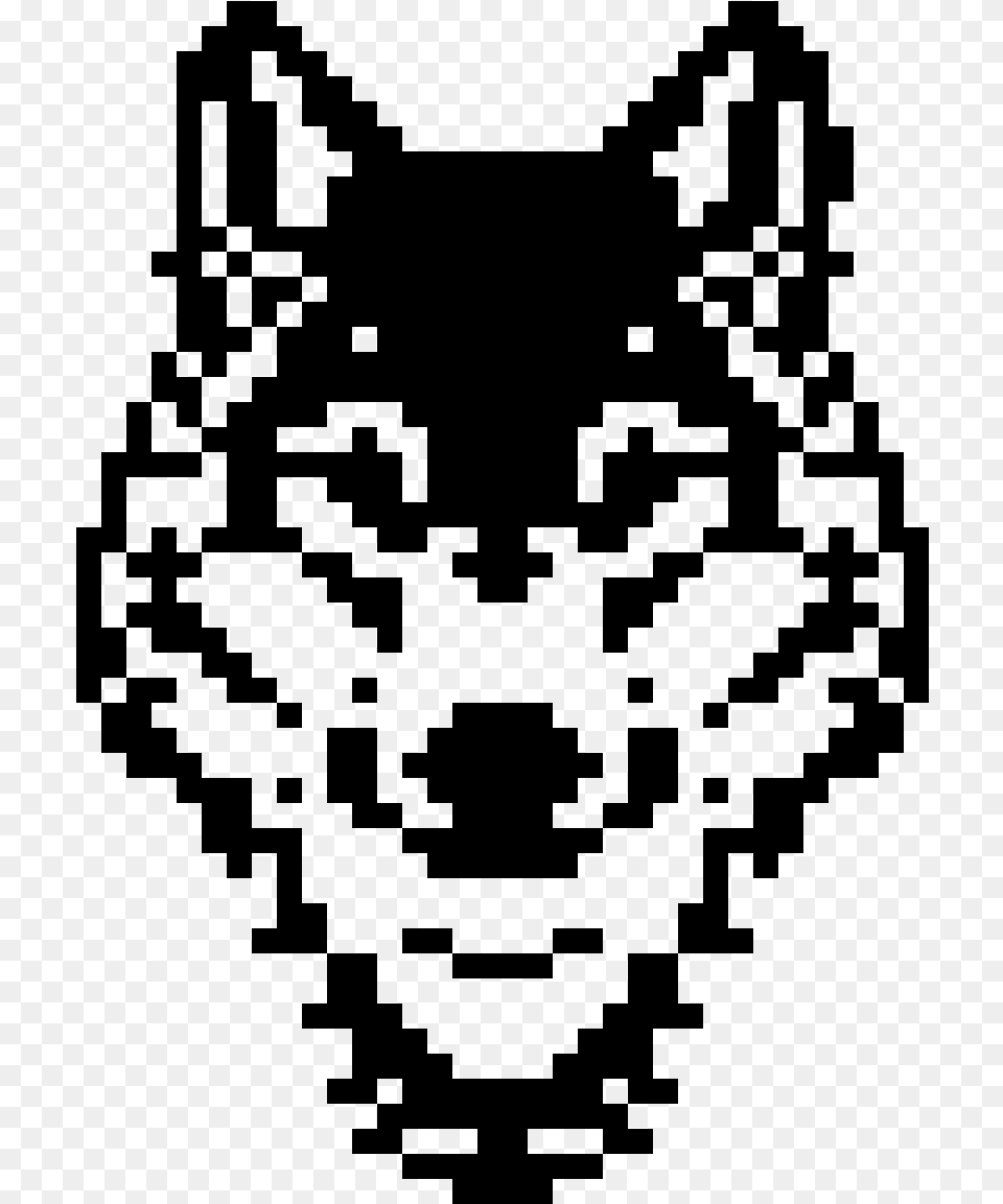 Pixel Art Wolf Head, Gray Free Transparent Png