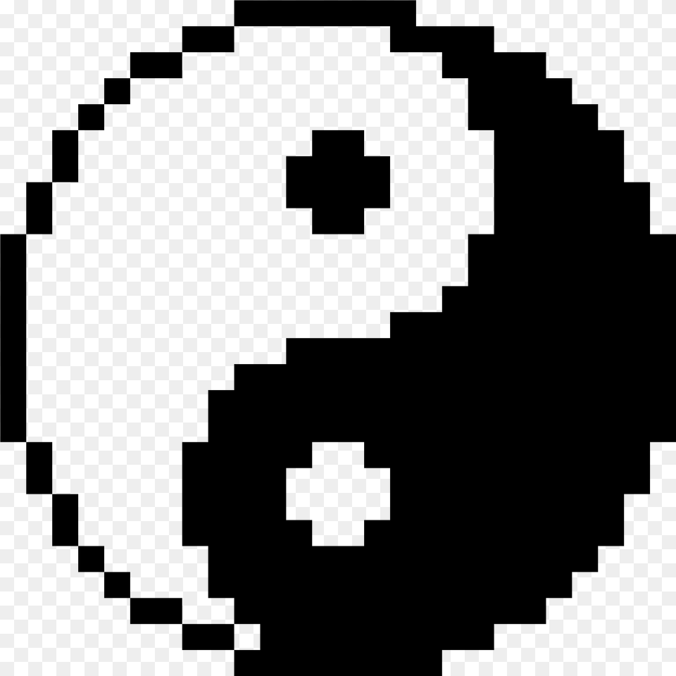 Pixel Art Yin Yang, Gray Free Png