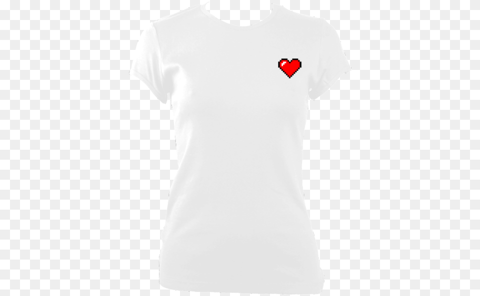 Pixel Heart White Tee, Clothing, T-shirt, Person Free Transparent Png