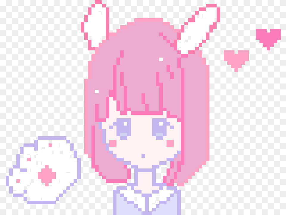 Pixel Kawaii Bunny Valentines Day Girl Cartoon, Qr Code Png