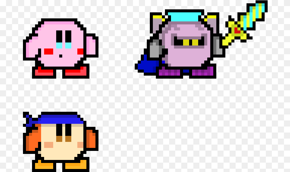 Pixel Kirby Meta Knight And Bandanna Dee Pixel Png Image