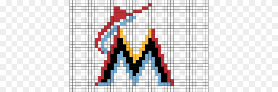 Pixel Miami Marlins Brik, Pattern, Embroidery, Stitch Free Png Download