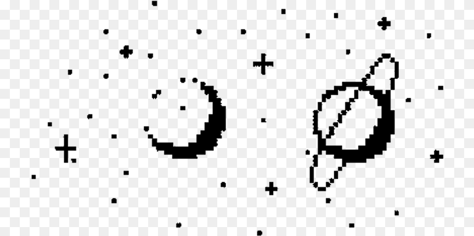 Pixel Moon And Stars, Gray Free Png Download