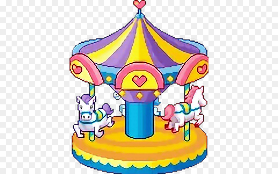 Pixel Pixelated Pixelart Carousell Carousel Cute Merry Go Round Pixel, Play, Amusement Park, Dessert, Birthday Cake Free Png