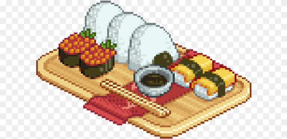 Pixel Sushi Cute Tumblr Food Red Yellow Japanese Food Pixel, Dish, Meal, Lunch, Grain Free Transparent Png