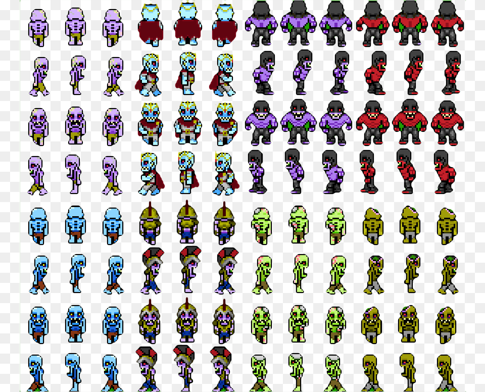 Pixel Zombie Sprite Sheet, Person, Toy, Text, Head Free Png