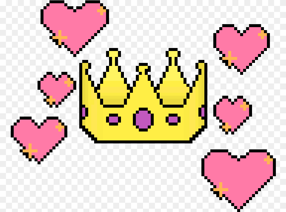 Pixelated Heart Pixel Art Pink Crown Transparent Pink Crown Pixel Art, Accessories, Jewelry Png Image