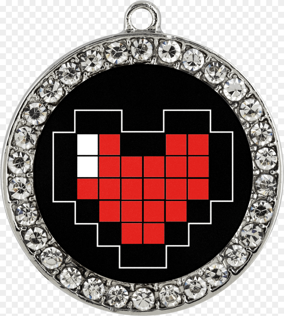 Pixelated Heart Stone Coin Necklace Necklace, Accessories, Diamond, Gemstone, Jewelry Png