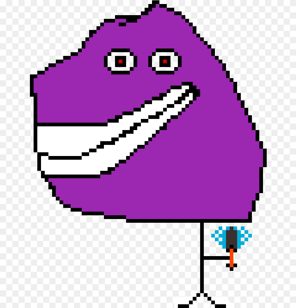 Pixilart Barney With Sword By Nuts Pixel Art, Purple, Animal, Beak, Bird Png