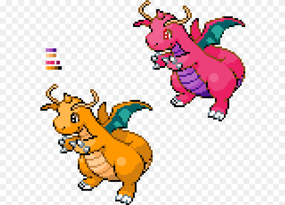 Pixilart Custom Shiny Dragonite By Wallace Shiny Dragonite Fire Red Png Image