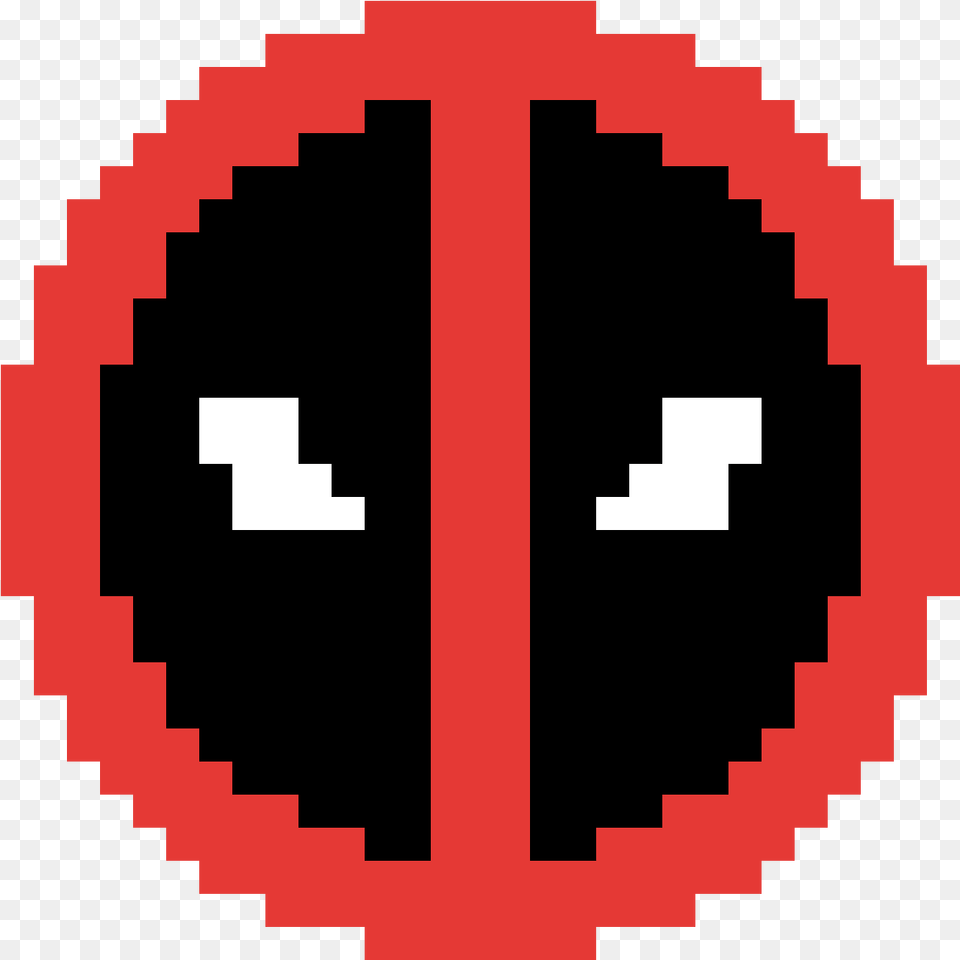 Pixilart Deadpool Logo Pixel Art, Sign, Symbol, First Aid, Road Sign Png