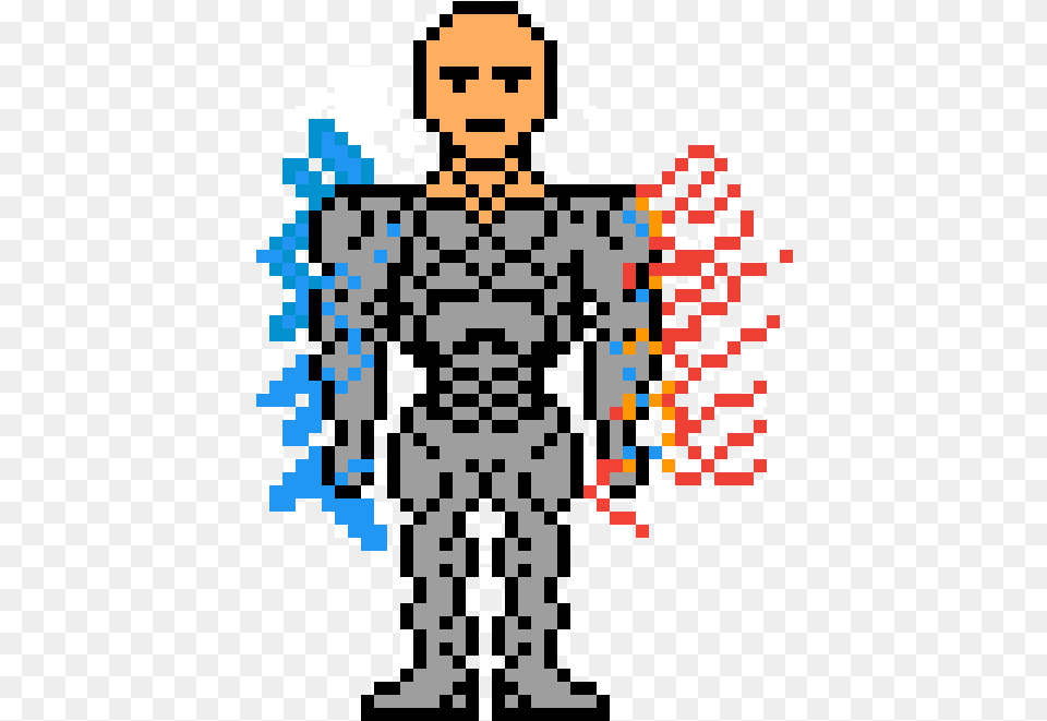 Pixilart One Punch Man If He Had Ice And Fire Powers And Illustration, Qr Code, Robot Png Image