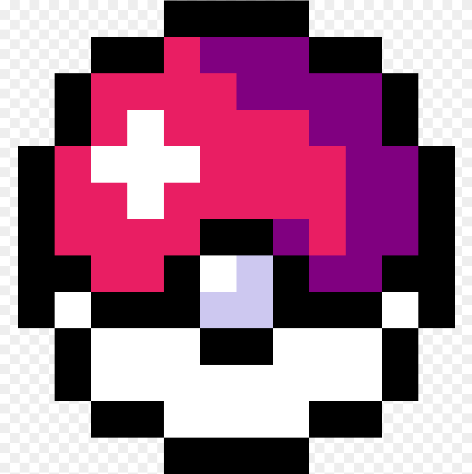 Pixilart Pink Pokeball Kittycraft Pink Pokeball Pixel Art Pokemon Pokeball, First Aid, Purple Png Image