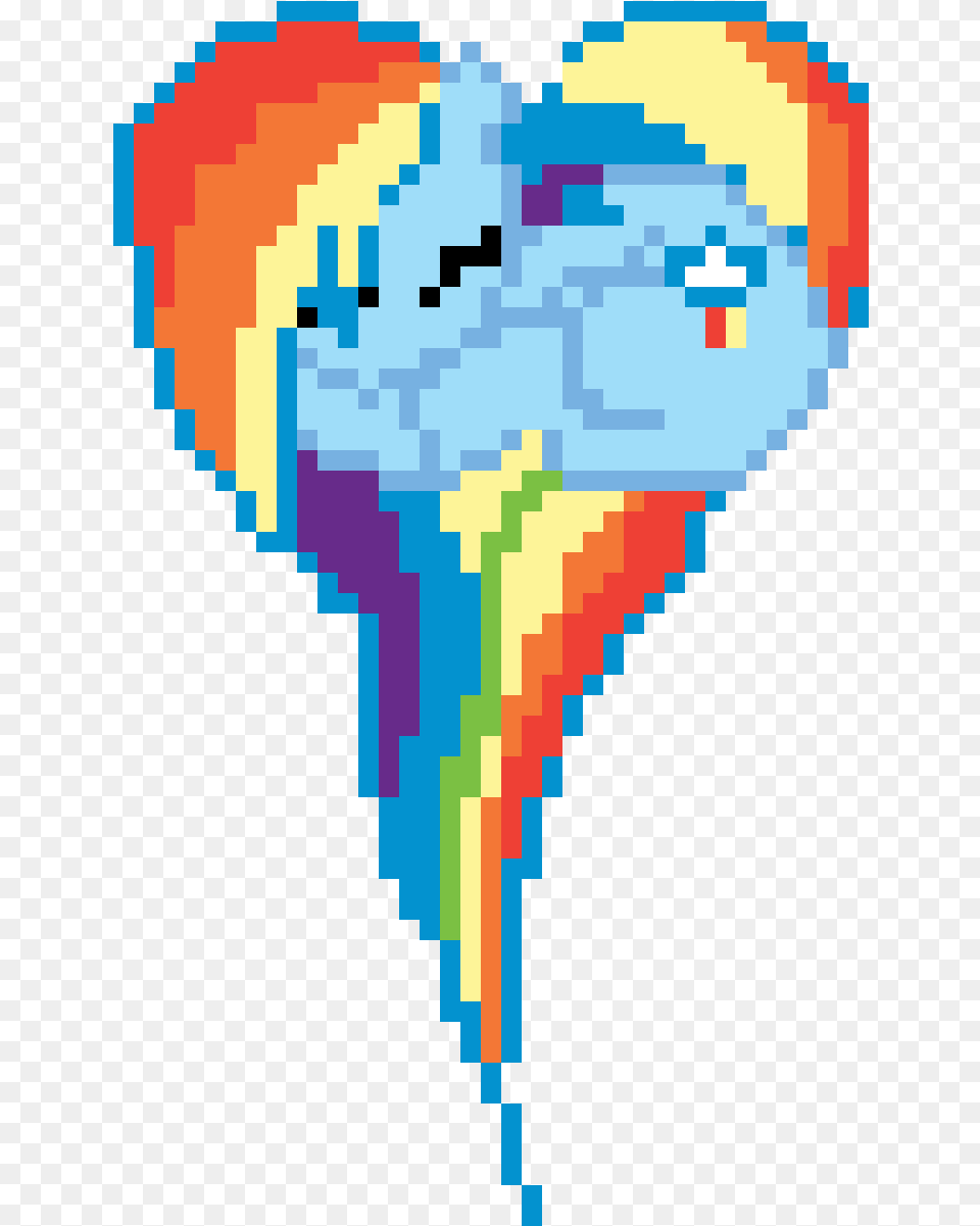 Pixilart Pixel Heart Rainbow Dash By Ronngjsh43 My Little Pony Pixel Art, Balloon, Cross, Symbol, Toy Free Png