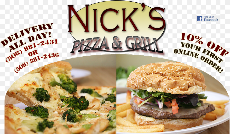 Pizza Amp Grill Nick39s Pizza Framingham, Burger, Food, Lunch, Meal Free Transparent Png