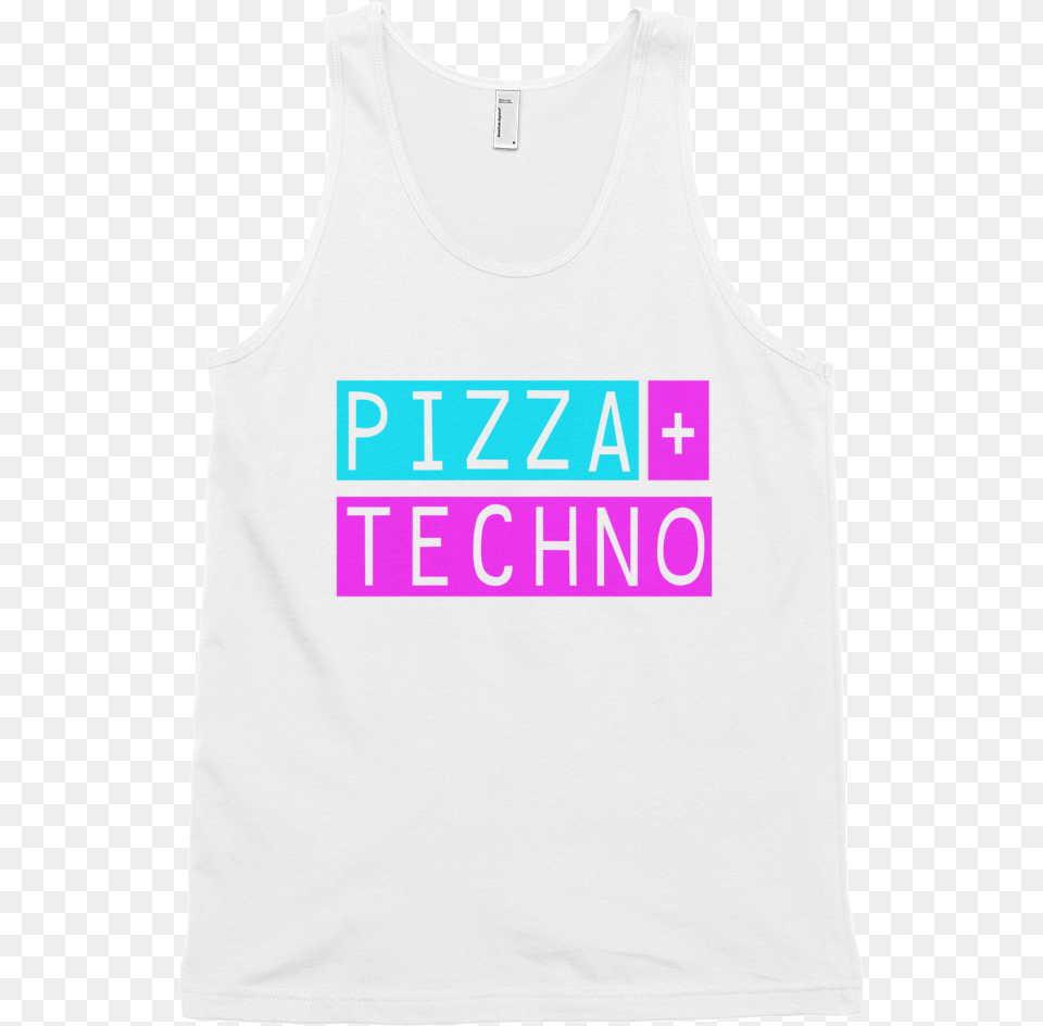 Pizza And Techno Tank Mockup Front Flat White Active Tank, Clothing, Tank Top, Undershirt, Vest Png