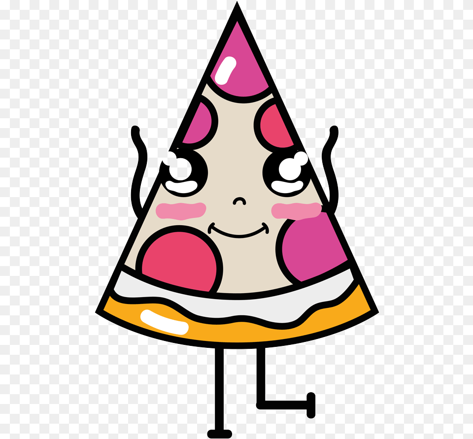 Pizza Bailarina Kawaii Cute Drawings Happy Drawings Food, Clothing, Hat, Person, Party Hat Free Png Download