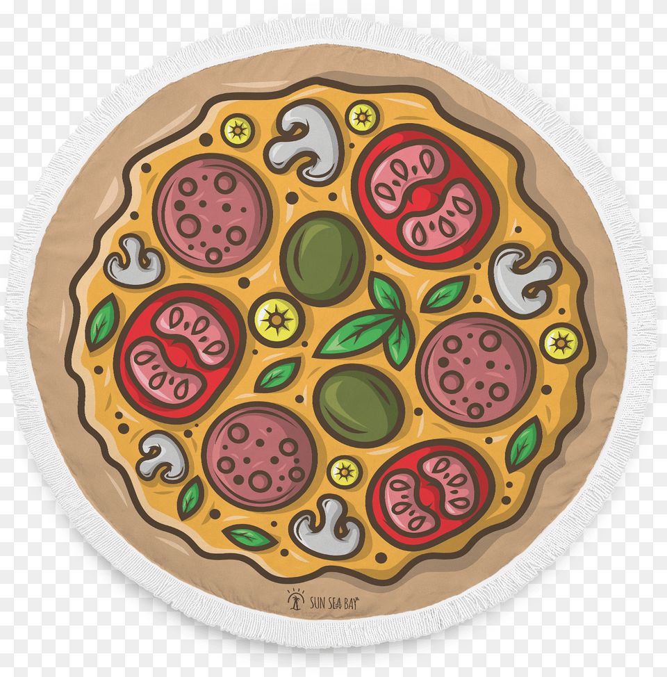 Pizza Beach Blanket Circle, Food, Meal, Dish, Pattern Free Png