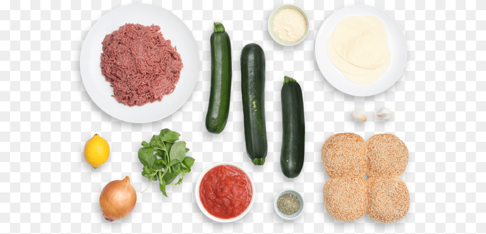 Pizza Burgers With Garlic Parmesan Zucchini Fries Ingredients Top, Food, Plant, Produce, Squash Png Image