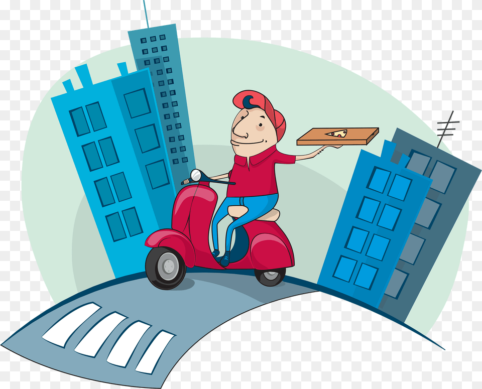 Pizza Delivery Boy Clipart, Face, Head, Person, Scooter Free Png Download