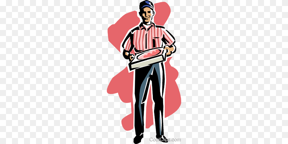 Pizza Delivery Man Royalty Vector Clip Art Illustration, Person, People, Male, Adult Png Image