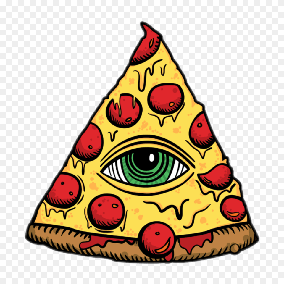 Pizza Eye Illuminati Freetoedit, Triangle, Clothing, Hat, Food Png