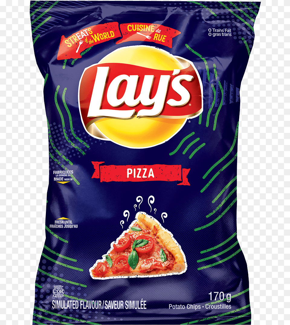 Pizza Flavour Potato Chips Lays Salt And Vinegar, Food, Snack, Bread Png Image