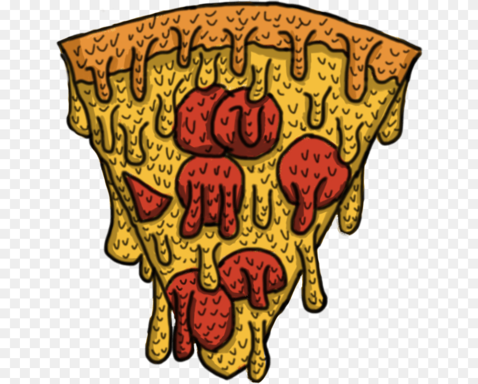 Pizza Grime Colored Red Yellow Ew Art Dripping Slime Grime Art Face, Food, Fruit, Plant, Produce Png Image