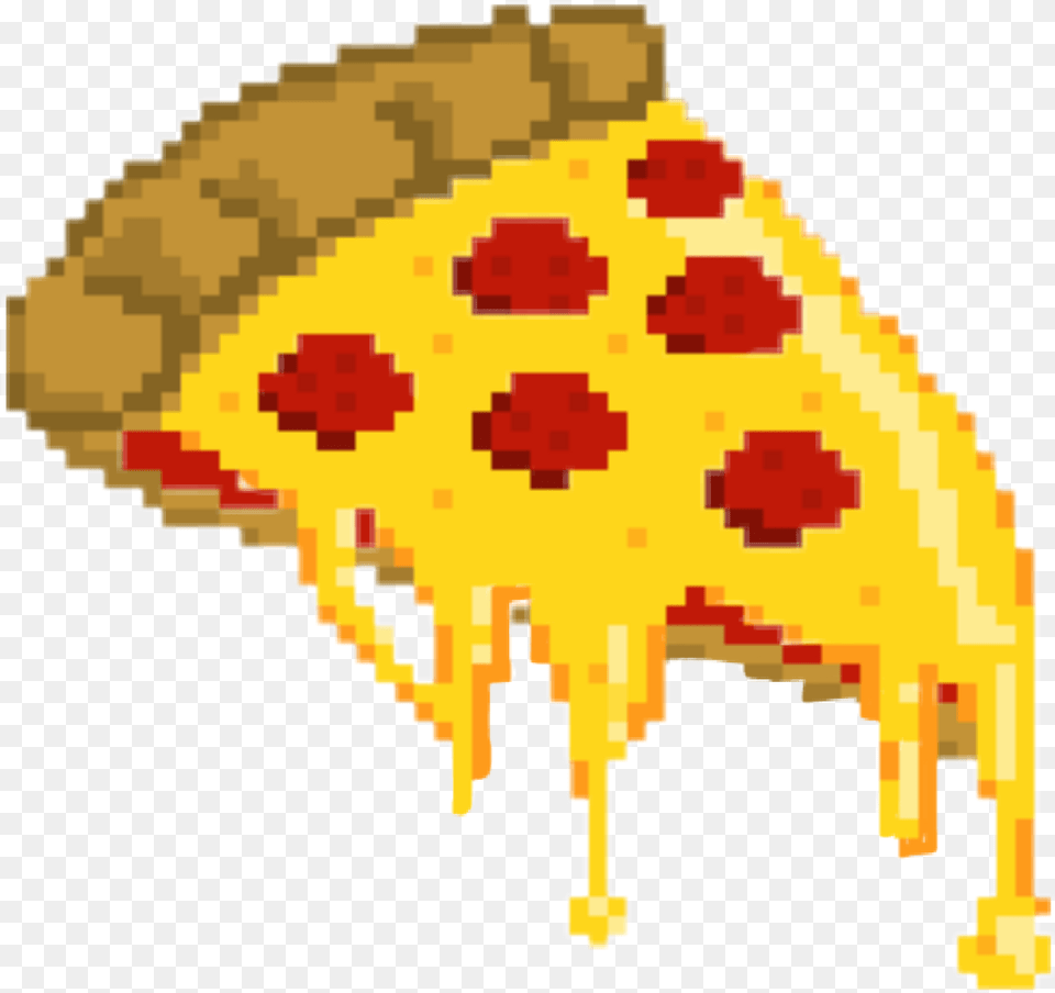 Pizza Love Pixels Tumblr Aesthetic Cheese Peper Pizza Slice Pixel Art, Food Free Transparent Png