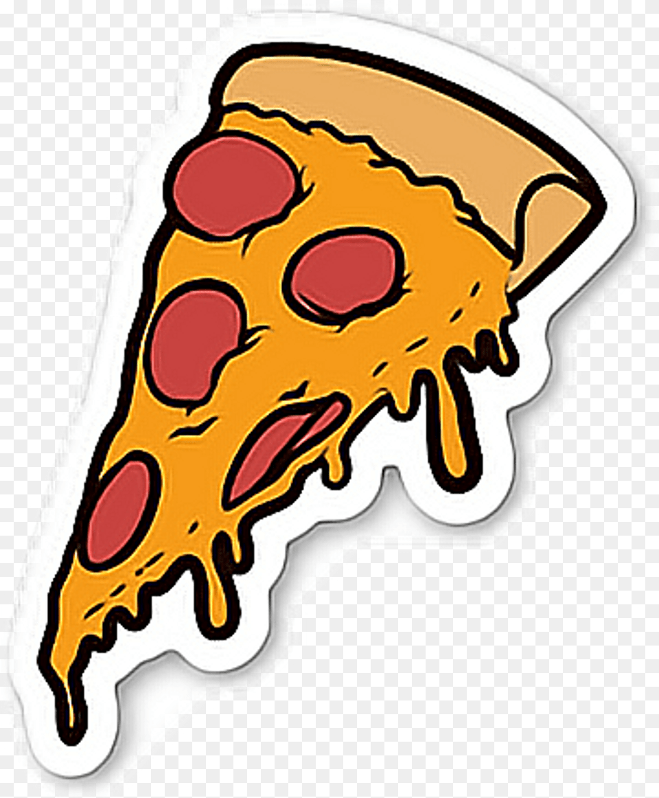 Pizza Slice Pizzas Enjoy Yummy Cartoon Pizza Slice Food Sticker, Animal, Canine, Dog, Mammal Free Transparent Png