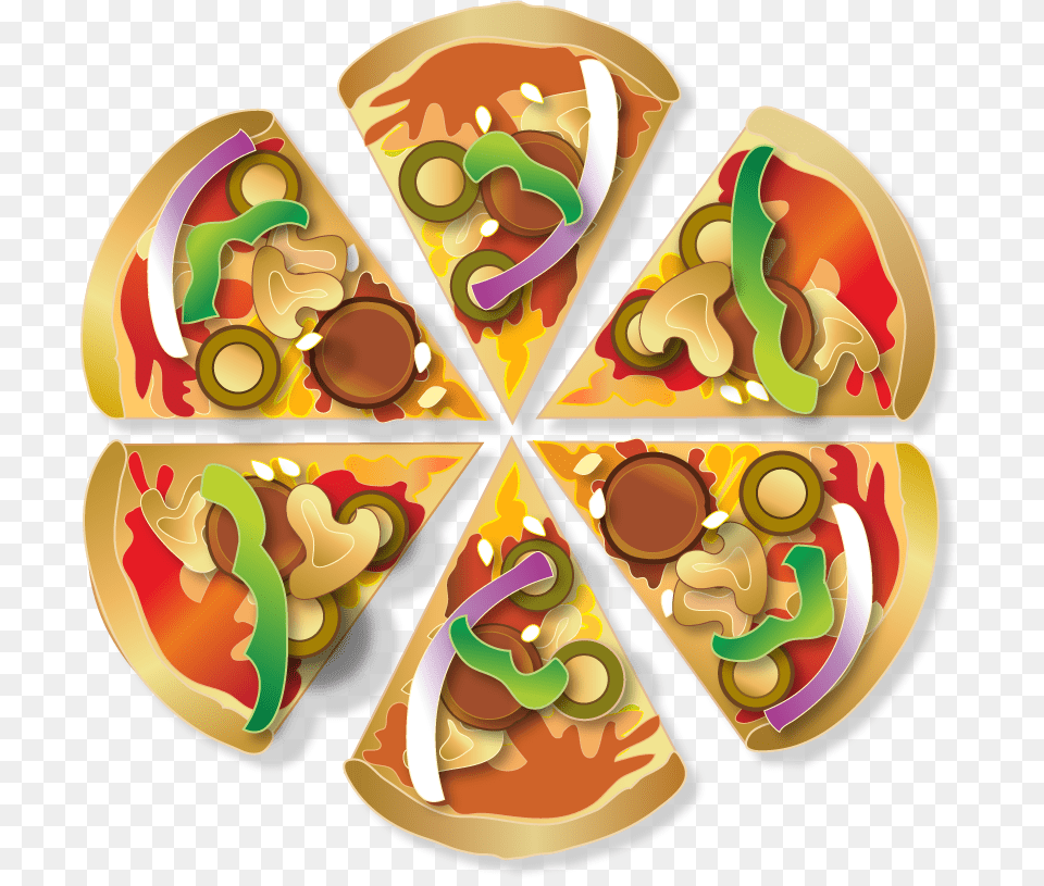 Pizza Vector 6 Slice Pizza 6 Slice Cartoon, Food, Dynamite, Weapon, Tape Free Png