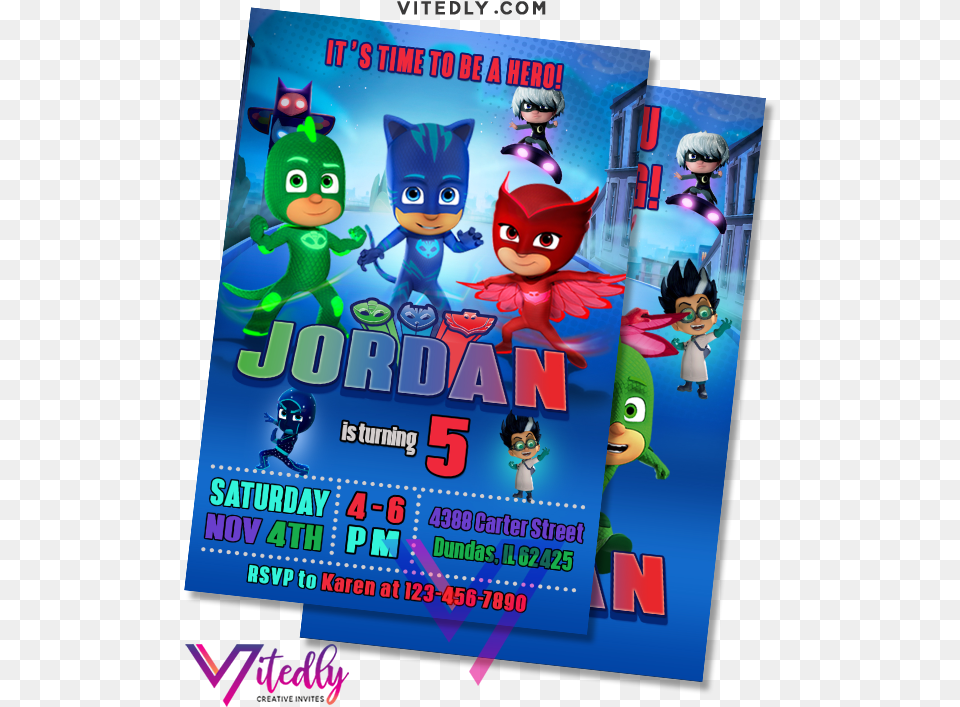 Pj Mask Invitation, Advertisement, Poster, Person, Baby Png