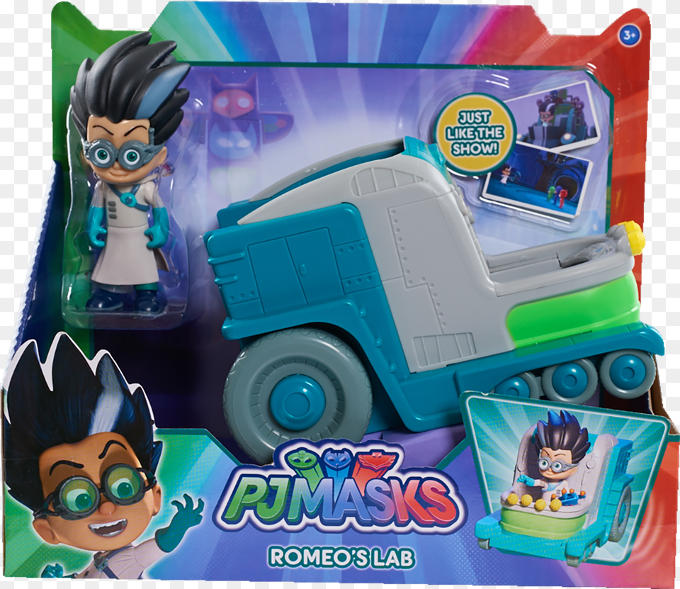 Pj Masks Romeo S Lab Vehicle With Figure Set, Toy, Baby, Person, Face Free Png