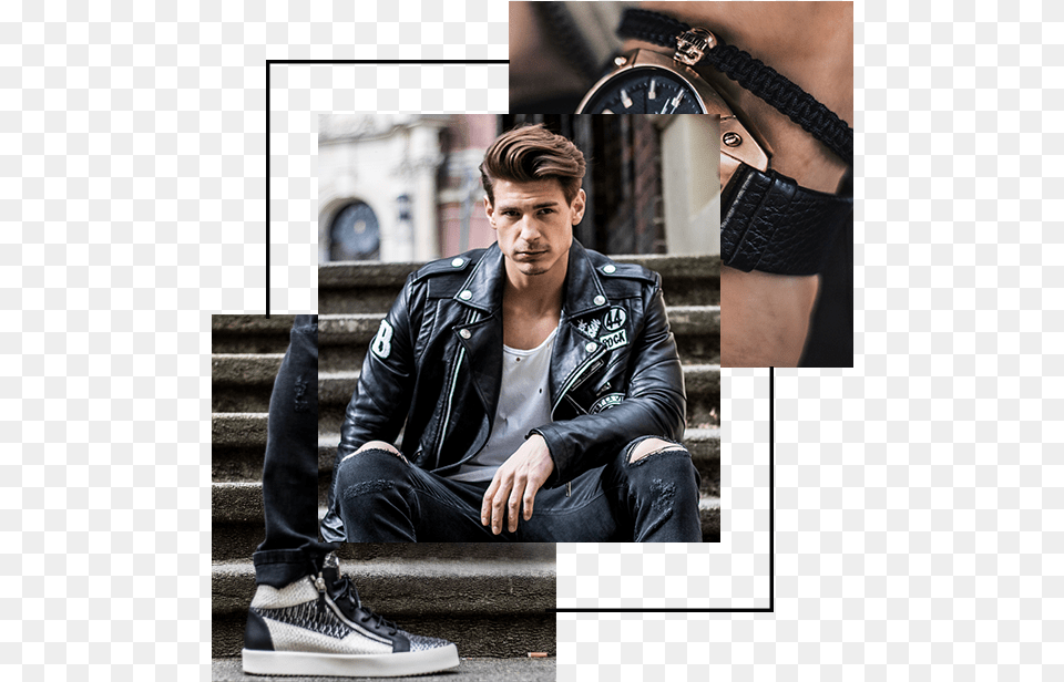 Pjilipp Laicher Contact Modern Gent Fashion Menswear Leather Jacket, Clothing, Coat, Sneaker, Footwear Free Transparent Png