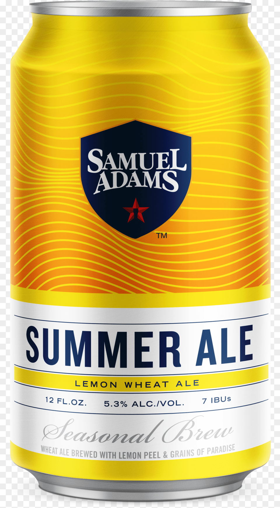 Pkg Sam Summerale 12ozcan Yellow 2017 Sam Adams Beer, Alcohol, Beverage, Lager, Can Png Image