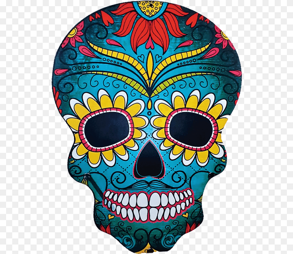 Placa Caveira Mexicana Azul Download Colorful Day Of The Dead Skulls Designs, Mask, Art, Person, Face Png