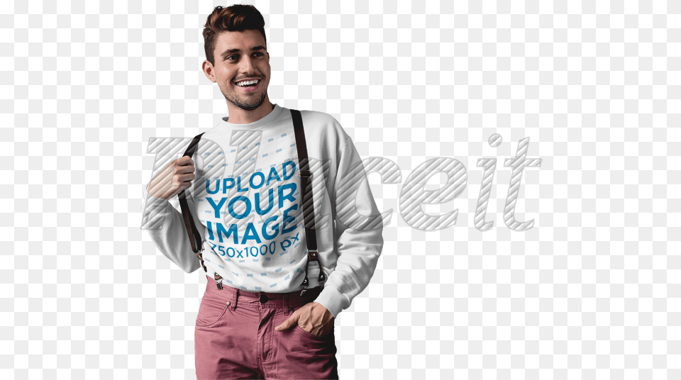 Placeit Crewneck Mockup Featuring Crew Neck, Accessories, Suspenders, Clothing, Long Sleeve Free Png