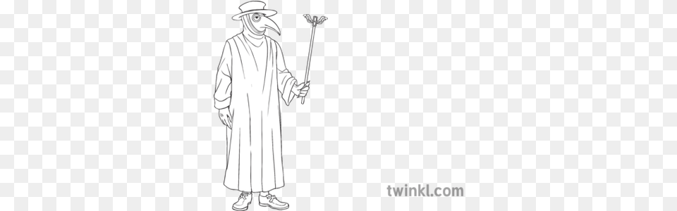 Plague Doctor Black Medical Medival 14th Century Line Art, Clothing, Coat, Adult, Female Png Image