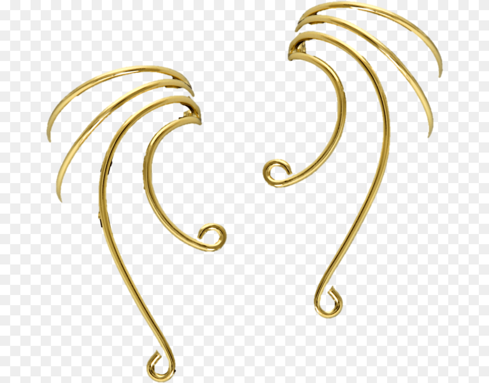 Plain Long Curly Q Gold On Sterling Silver Non Pierced Body Jewelry, Accessories, Earring, Cuff, Necklace Free Png Download