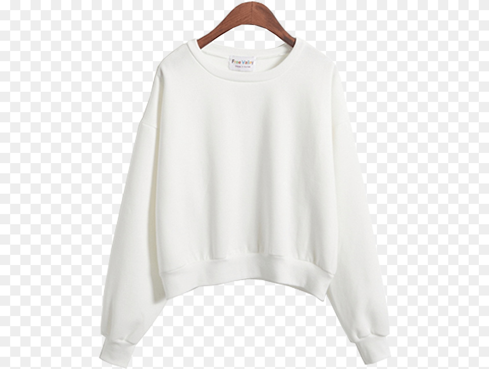 Plain Sweater White Crop Sweater, Clothing, Knitwear, Sweatshirt, Hoodie Png