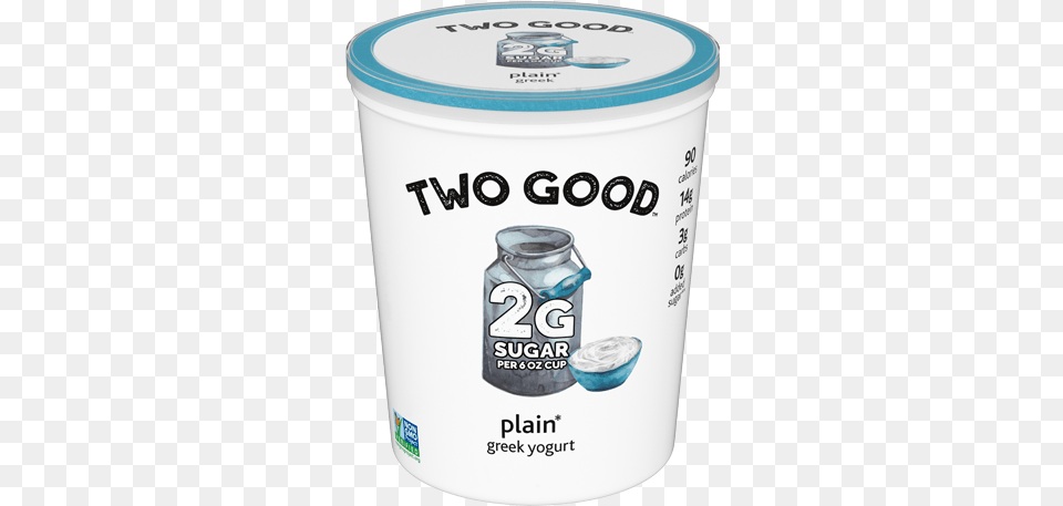 Plain Two Good Greek Lowfat Yogurt Quart With 2 Grams 2g Sugar Yogurt, Dessert, Food, Bottle, Shaker Free Png Download