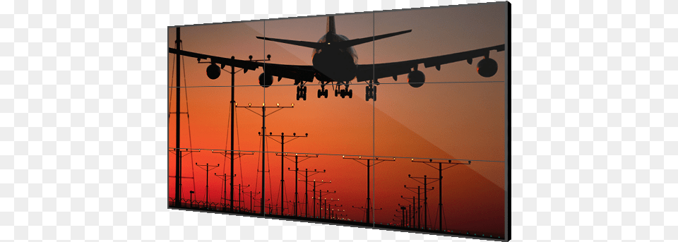 Plane Landing With Sunset Gif, Aircraft, Airliner, Airplane, Airport Free Transparent Png