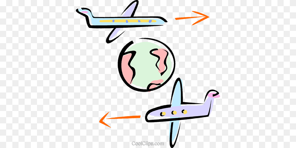 Planes Flying Around The World Royalty Vector Clip Art, Aircraft, Transportation, Vehicle, Airplane Free Png Download