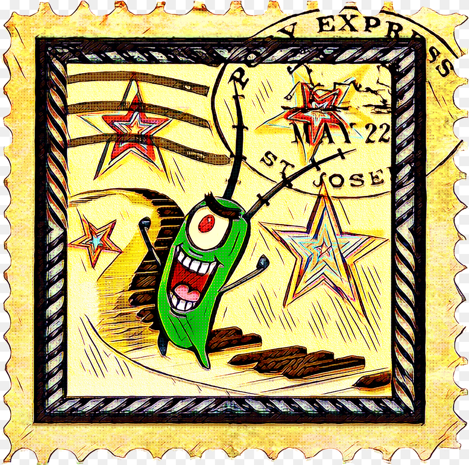 Plankton Spongebob Krabby Patty Mr Krabs Plankton Postage Stamp Free Png Download