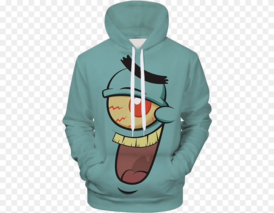 Plankton Spongebob Squarepants Hoodie, Clothing, Knitwear, Sweater, Sweatshirt Free Transparent Png