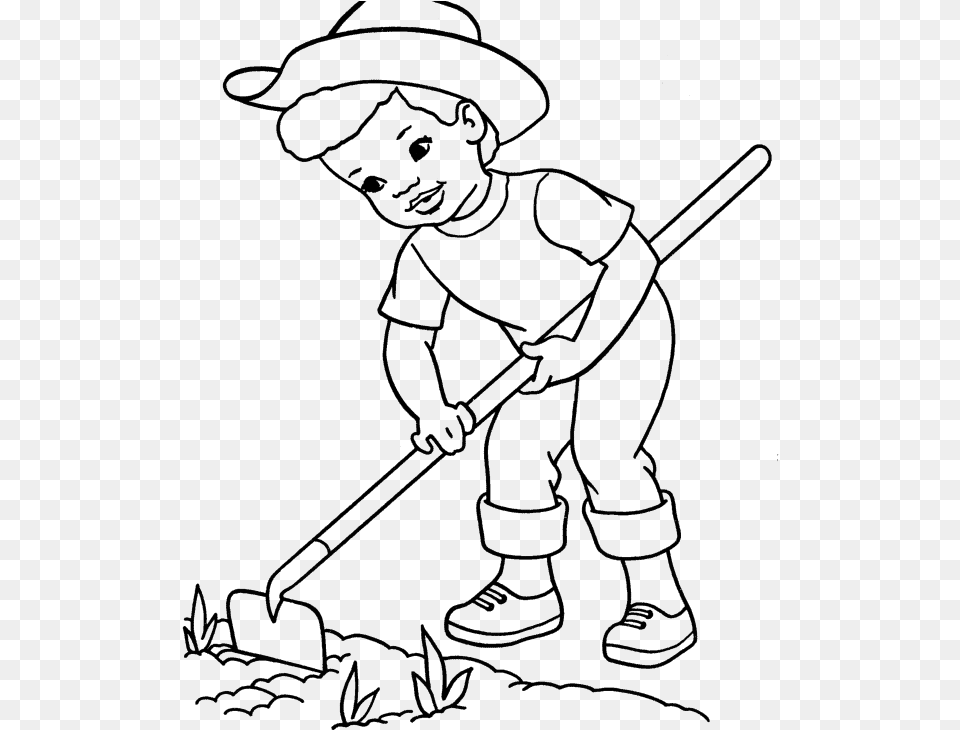 Plant Crops In The Garden Coloring Pages Colouring Pictures Of Farmer, Person, People, Outdoors, Nature Free Transparent Png