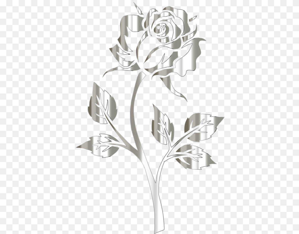 Plant Flora Rose Order Clipart Silver Flower No Background, Pattern, Art, Stencil, Floral Design Free Png